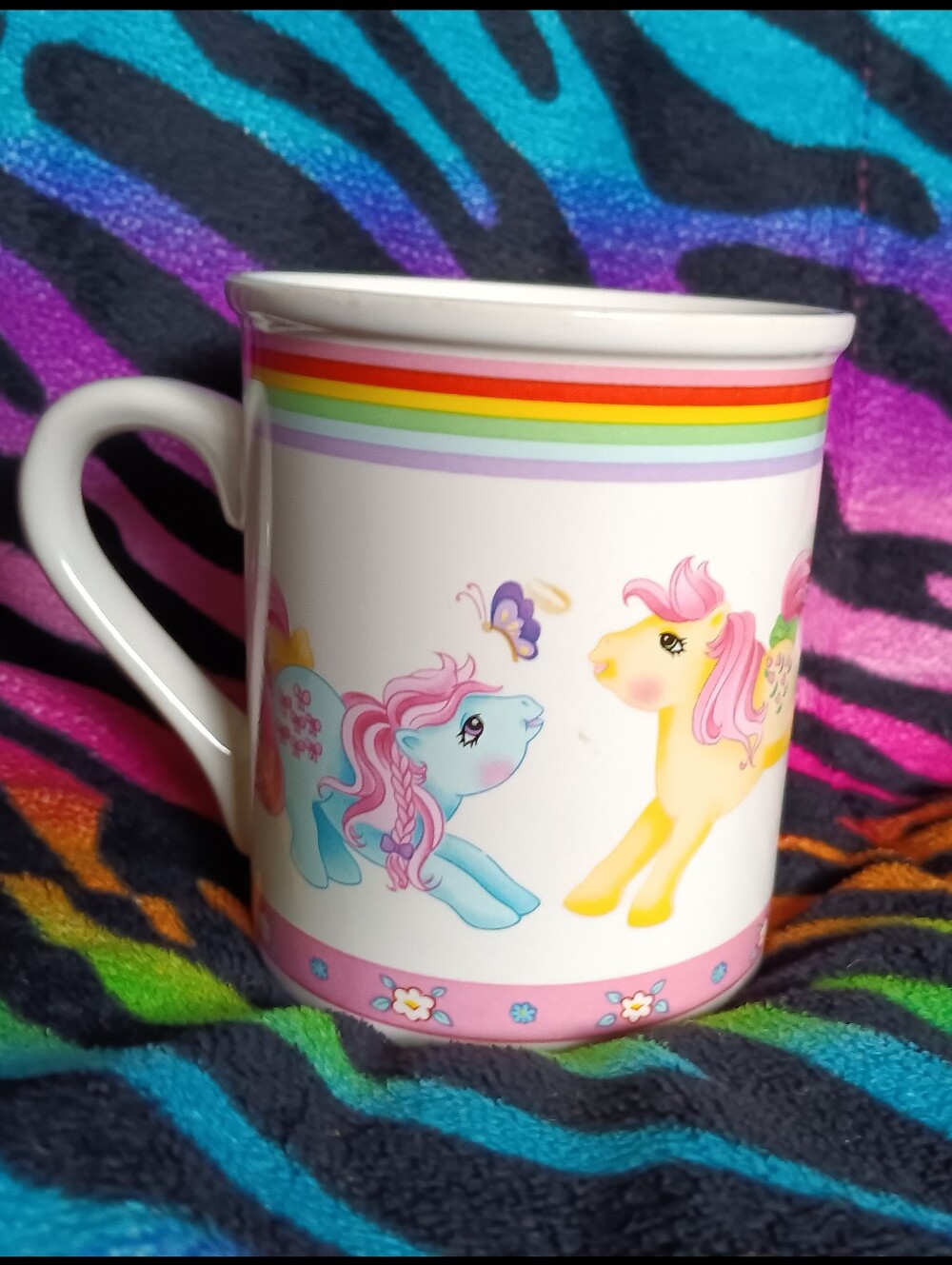 🩷💛 Vintage 1985 G1 My Little Pony Ceramic Mug Hasbro Bradley Bowtie Posey Baby